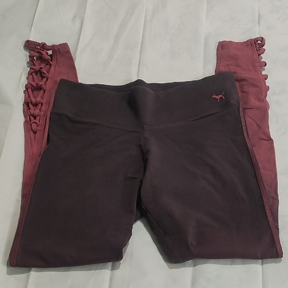 PINK‎ Victoria's Secret Brown Leggings with Stylish Side Accents Size S - Picture 1 of 9